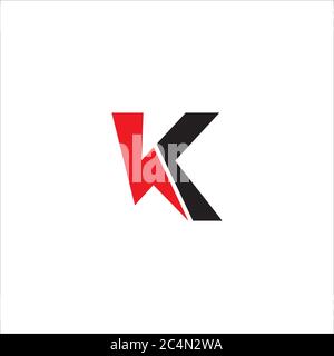 Letter K Initial Logo Design Template. Alphabet with Lightning shape logo concept. Black and Red Color Theme. Isolated On White Background. Stock Vector