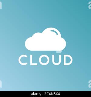 Data Storage Concept. Minimalistic cloud logo design icon, vector illustration Stock Vector