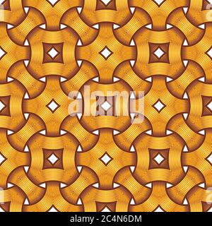 Vector Illustration of a Celtic Seamless Pattern - mystic, decorative intertwined Golden Engraved Rings. Lines, engraving and fill color neatly in sep Stock Vector