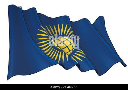 Vector illustration of a Waving Flag of British Commonwealth.  All elements neatly on well-defined layers and groups. Stock Vector