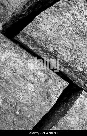 One precise and sharp z  or s shaped crack on bedrock surface , Finland Stock Photo