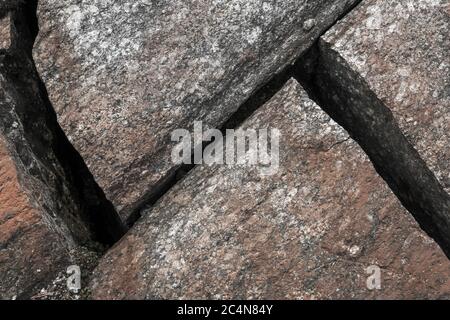 One precise sharp and angular crack on bedrock surface , Finland Stock Photo