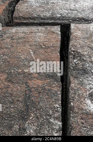One angulating crack on bedrock surtace , Finland Stock Photo