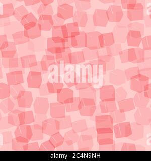 Red Transparent Cubes Seamless Pattern, 3D Illustration Stock Vector