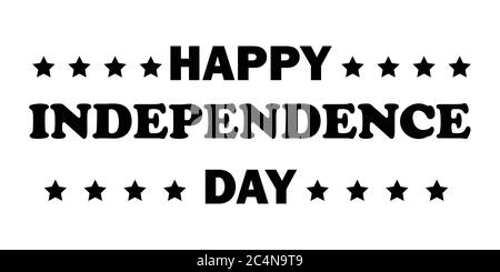 Happy Independence Day Text with Stars. 4th Fourth of July Holiday Celebration America USA. Black Poster Illustration Isolated on a White Background. Stock Vector
