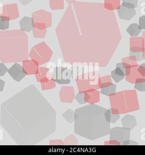 Red and Black Cubes Seamless Pattern, 3D Illustration Stock Vector