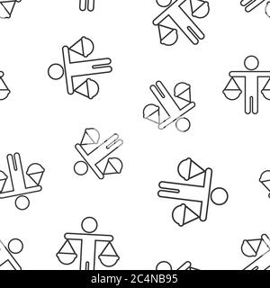 Ethic balance icon in flat style. Honesty vector illustration on isolated background. Decision seamless pattern background business concept. Stock Vector