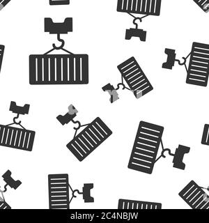 Container icon in flat style. Delivery cargo vector illustration on white isolated background. Freight box seamless pattern business concept. Stock Vector