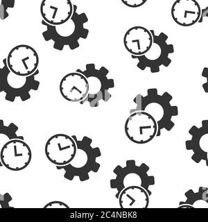 Improvement icon in flat style. Gear project vector illustration on white isolated background. Productivity seamless pattern business concept. Stock Vector