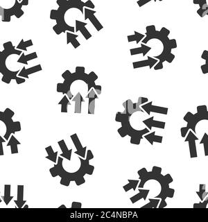 Improvement icon in flat style. Gear project vector illustration on white isolated background. Productivity seamless pattern business concept. Stock Vector