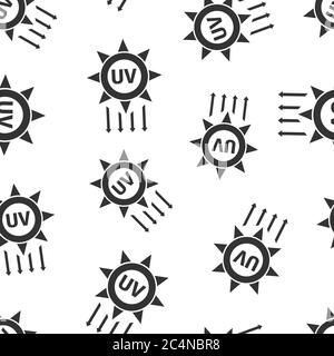 UV radiation icon in flat style. Ultraviolet vector illustration on white isolated background. Solar protection seamless pattern business concept. Stock Vector