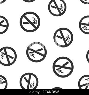 No smoking sign icon in flat style. Cigarette vector illustration on white isolated background. Nicotine seamless pattern business concept. Stock Vector