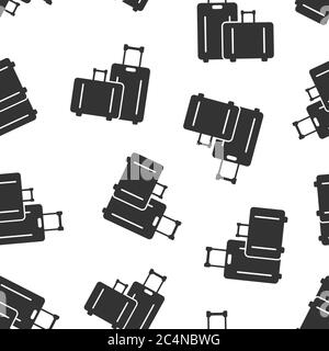 Travel bag icon in flat style. Luggage vector illustration on white isolated background. Baggage seamless pattern business concept. Stock Vector
