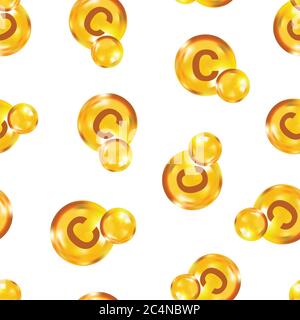 Vitamin C icon in flat style. Pill capsule vector illustration on white isolated background. Drug seamless pattern business concept. Stock Vector