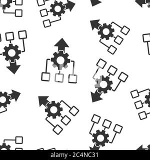 Improvement icon in flat style. Gear project vector illustration on white isolated background. Productivity seamless pattern business concept. Stock Vector