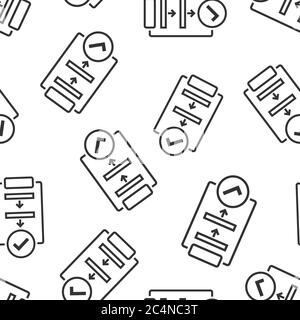 Procedure list icon in flat style. Document project vector illustration on white isolated background. Checklist seamless pattern business concept. Stock Vector