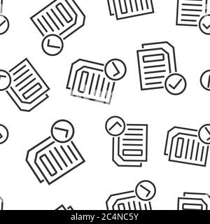 Document icon in flat style. Report vector illustration on white isolated background. Paper sheet seamless pattern business concept. Stock Vector
