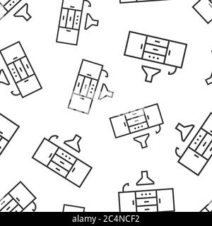 Kitchen furniture icon in flat style. Cuisine vector illustration on white isolated background. Cooking room seamless pattern business concept. Stock Vector