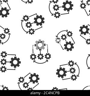 Improvement icon in flat style. Gear project vector illustration on white isolated background. Productivity seamless pattern business concept. Stock Vector