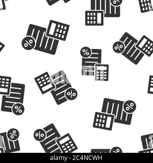 Tax payment icon in flat style. Budget invoice vector illustration on white isolated background. Calculate document seamless pattern business concept. Stock Vector