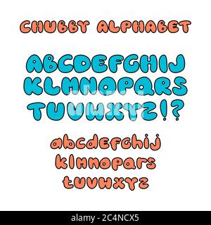 Chubby alphabet. Cartoon font. Set of english bubble letters Stock Vector