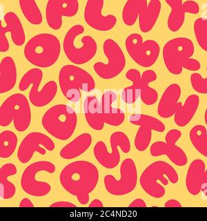 Colored seamless pattern. Chubby colored abc. Color cartoon lettering texture. Vector illustration isolated Stock Vector