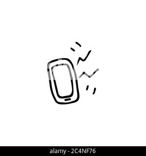 Ringing mobile phone. Vector sketch illustration - smartphone with touchscreen display. Stock Vector