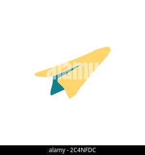 Paper plane doodle icon isolated on white. Hand drawing sketch vector illustration. Stock Vector