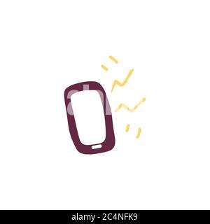 Ringing mobile phone. Vector sketch illustration - smartphone with touchscreen display. Stock Vector