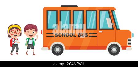 Happy Children And School Bus Stock Vector