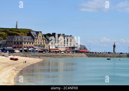 Cancale, France - June 10, 2011: Townscape of the city in Brittany, preferred tourist destination and center for oyster farming Stock Photo