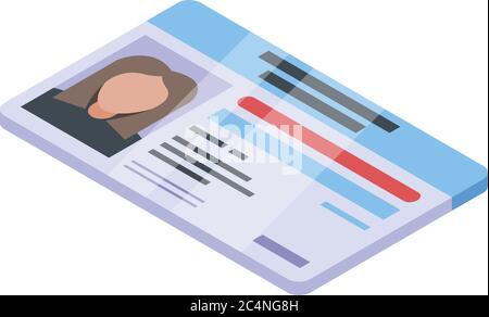 Bank teller id card icon. Isometric of bank teller id card vector icon for web design isolated on white background Stock Vector