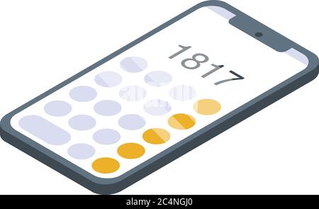 Smartphone calculator icon, isometric style Stock Vector