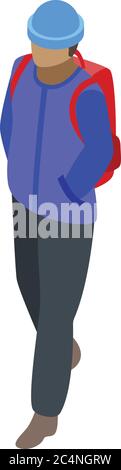 Illegal immigrant backpack icon, isometric style Stock Vector