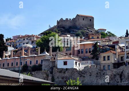 Kavala, Greece - June 13, 2019: Imaret hotel complex a former islamic school aka Madrasa from 19th century and medieval castle in the city in East Mac Stock Photo