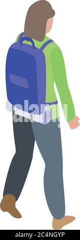 Woman immigrant icon, isometric style Stock Vector
