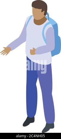 Arab illegal immigrant icon, isometric style Stock Vector