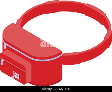 Red waist bag icon, isometric style Stock Vector
