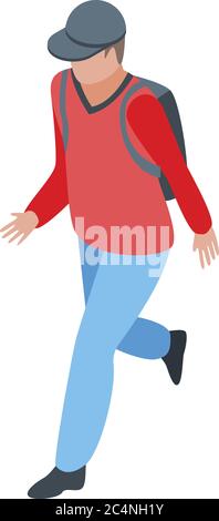 Running immigrant icon, isometric style Stock Vector