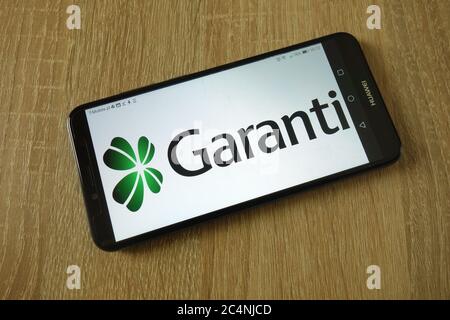 Turkiye Garanti Bankasi A.S logo displayed on smartphone Stock Photo