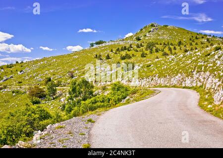 Velebit mountain landscape and road view, Northern Velebit, Croatia Stock Photo