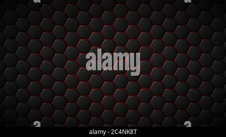 Abstract background of black hexagon tiles with red gaps between them Stock Vector