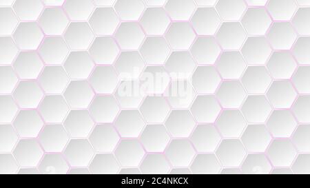 Abstract background of white hexagon tiles with purple gaps between them Stock Vector