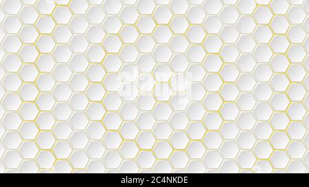 Abstract background of white hexagon tiles with yellow gaps between them Stock Vector