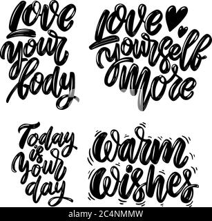 Set of motivation lettering phrases. Design element for poster, card, banner, sign, flyer. Vector illustration Stock Vector