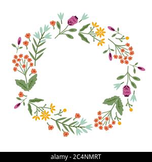 Decorative frame with wild flowers Stock Vector