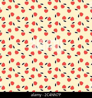 Seamless apple hearts vector pattern Stock Vector