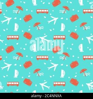 Seamless vector travel symbols pattern Stock Vector