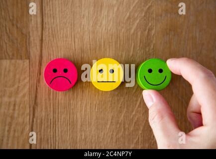 Wooden smiley emoticon icons Stock Photo