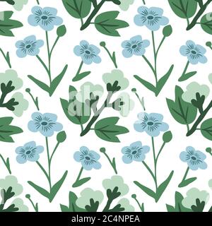 Cotton and flax seamless pattern Stock Vector